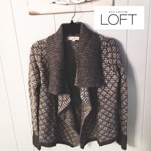 Gray and white Loft cardigan